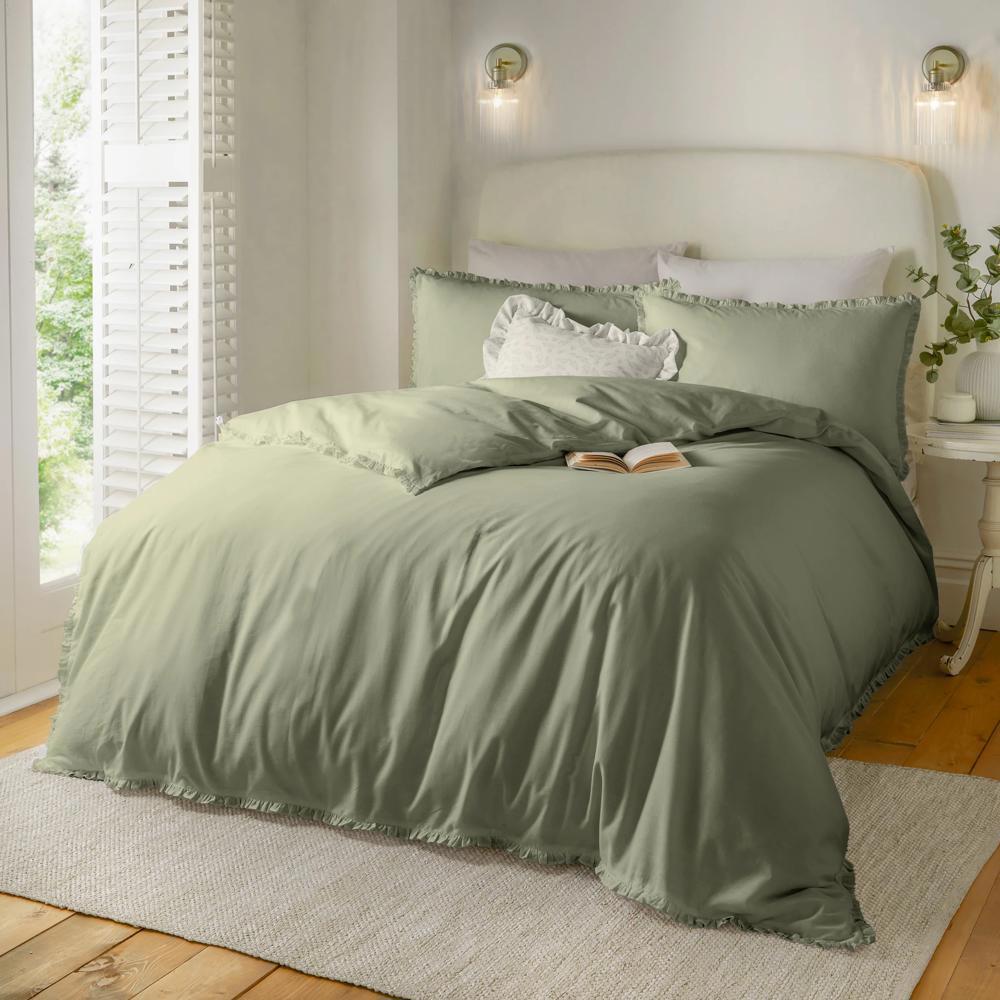 Wylder Tily Ruffle Sage Green Duvet Cover Set